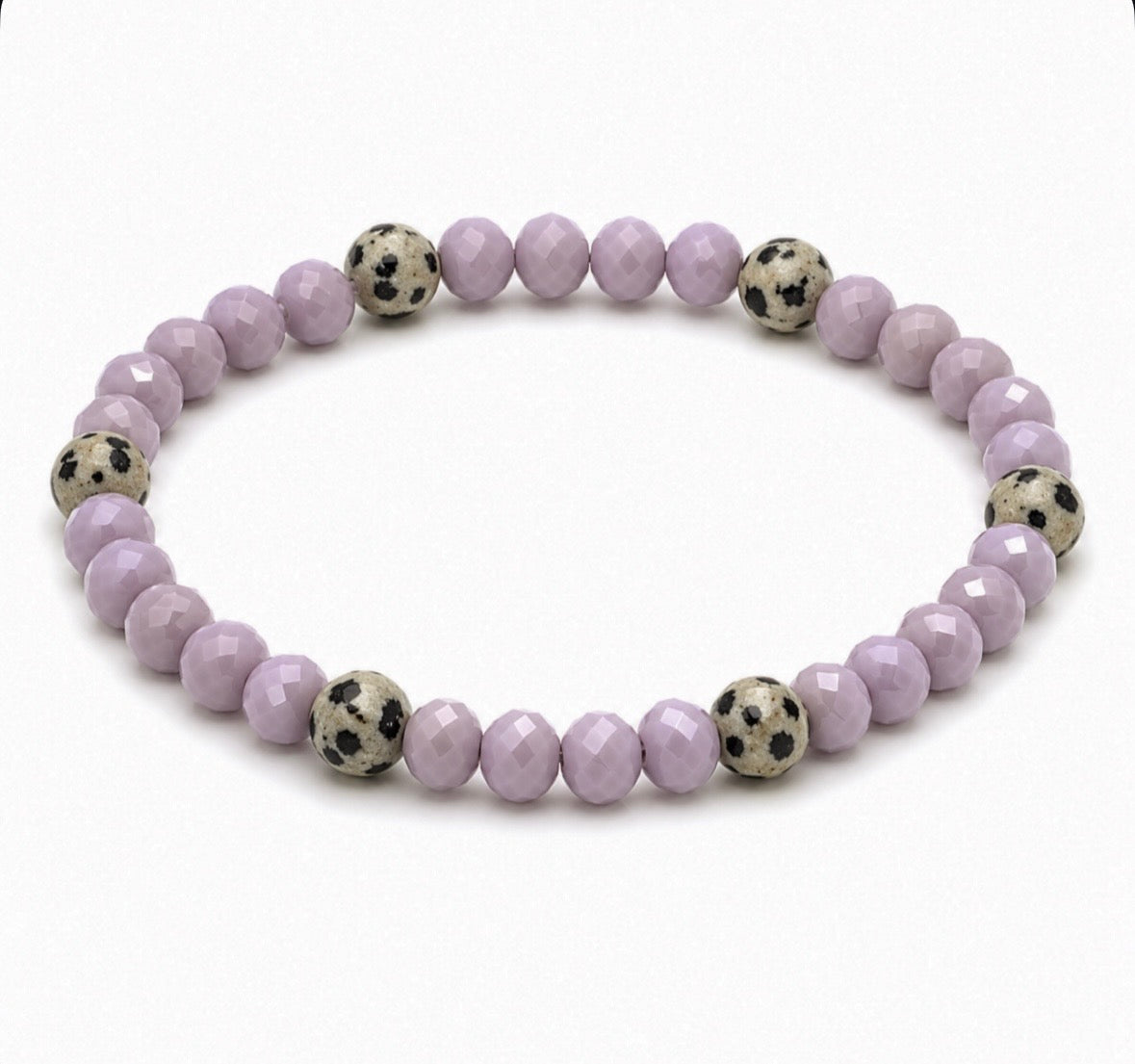 Armband lila und Dalmatiner-Jaspis