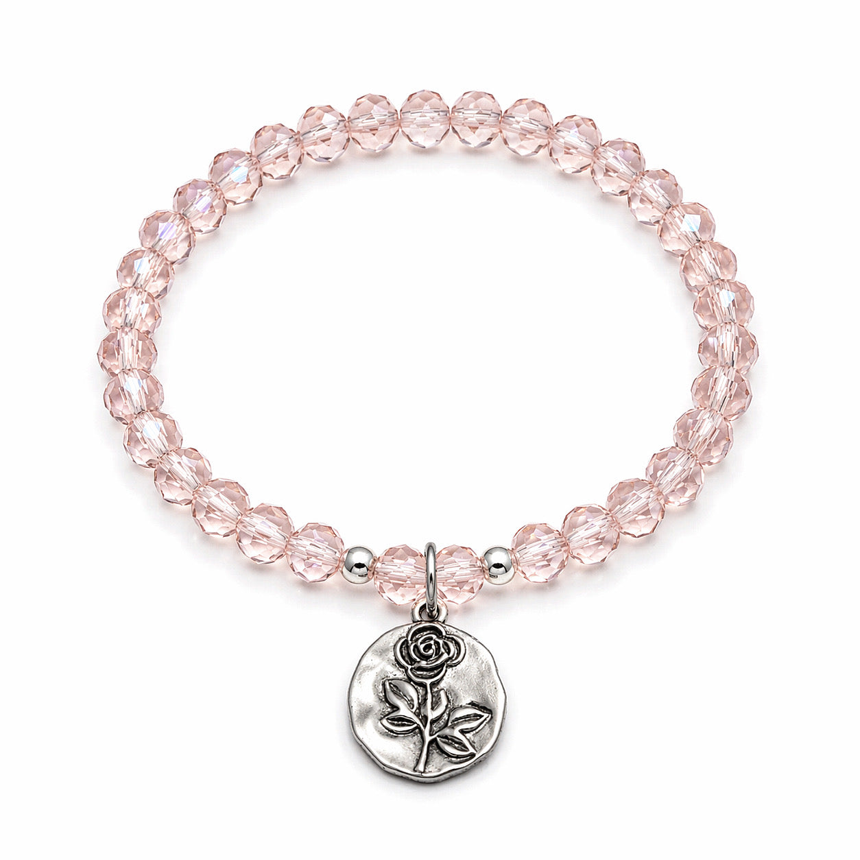 Armband rosa mit Rosenanhänger