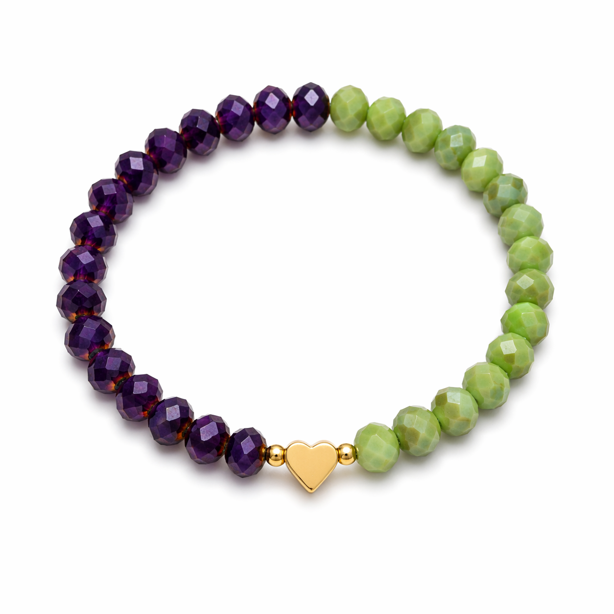 Armband grün lila mit Herz