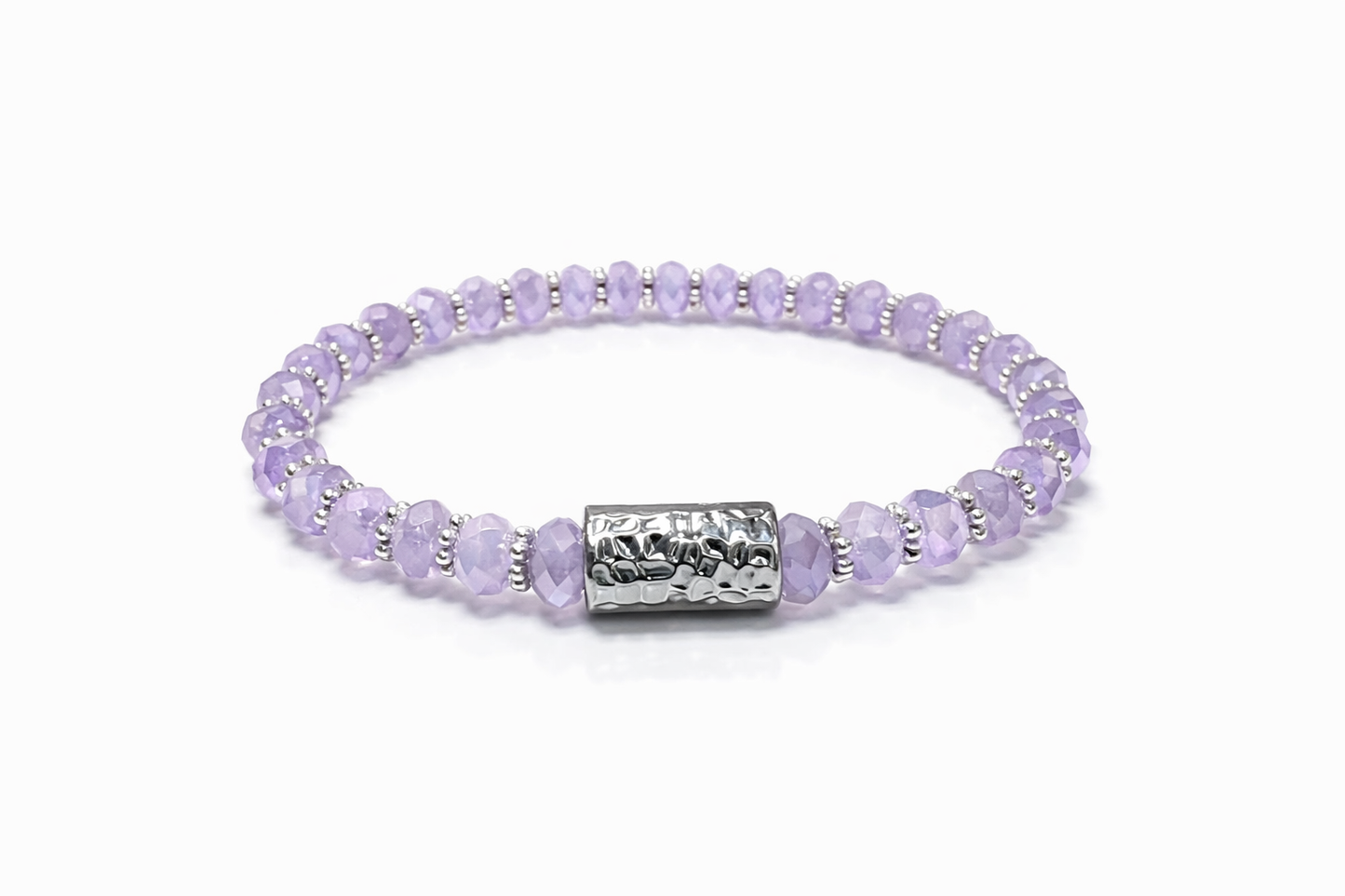 Lavender bracelet with silver detail