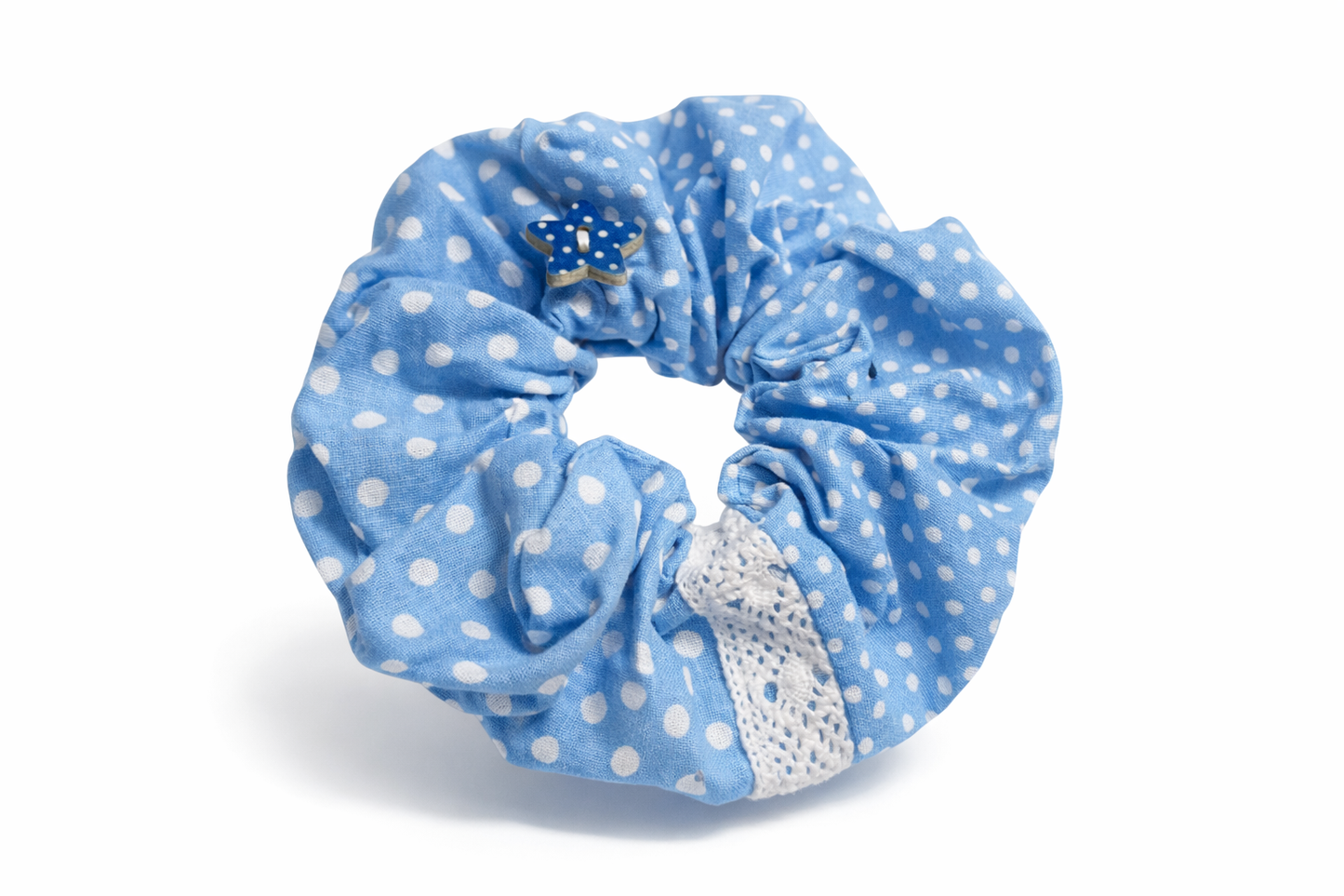 Scrunchie Handgefertigt aus 100 % Baumwolle Baby Blau