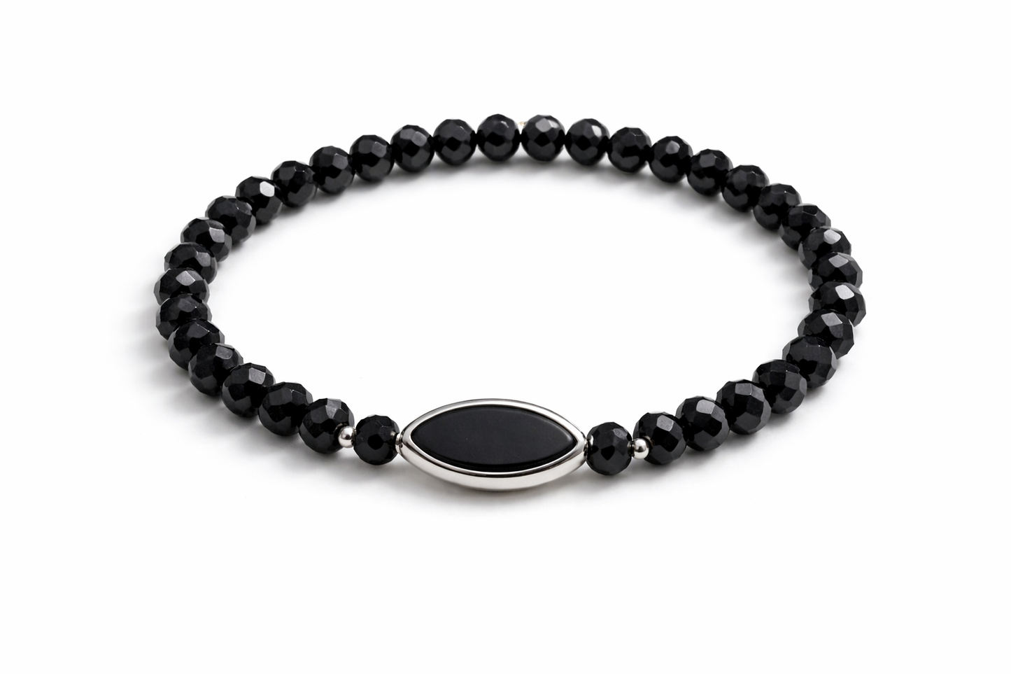 Armband schwarz edel mit silbernen Details