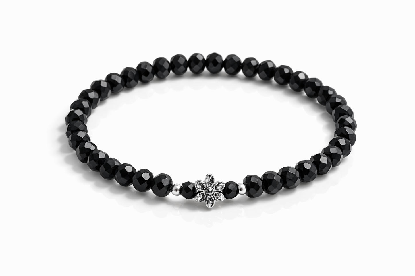 Armband schwarz mit Blümchen