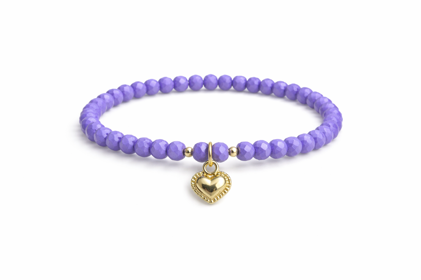 Purple bracelet with heart pendant