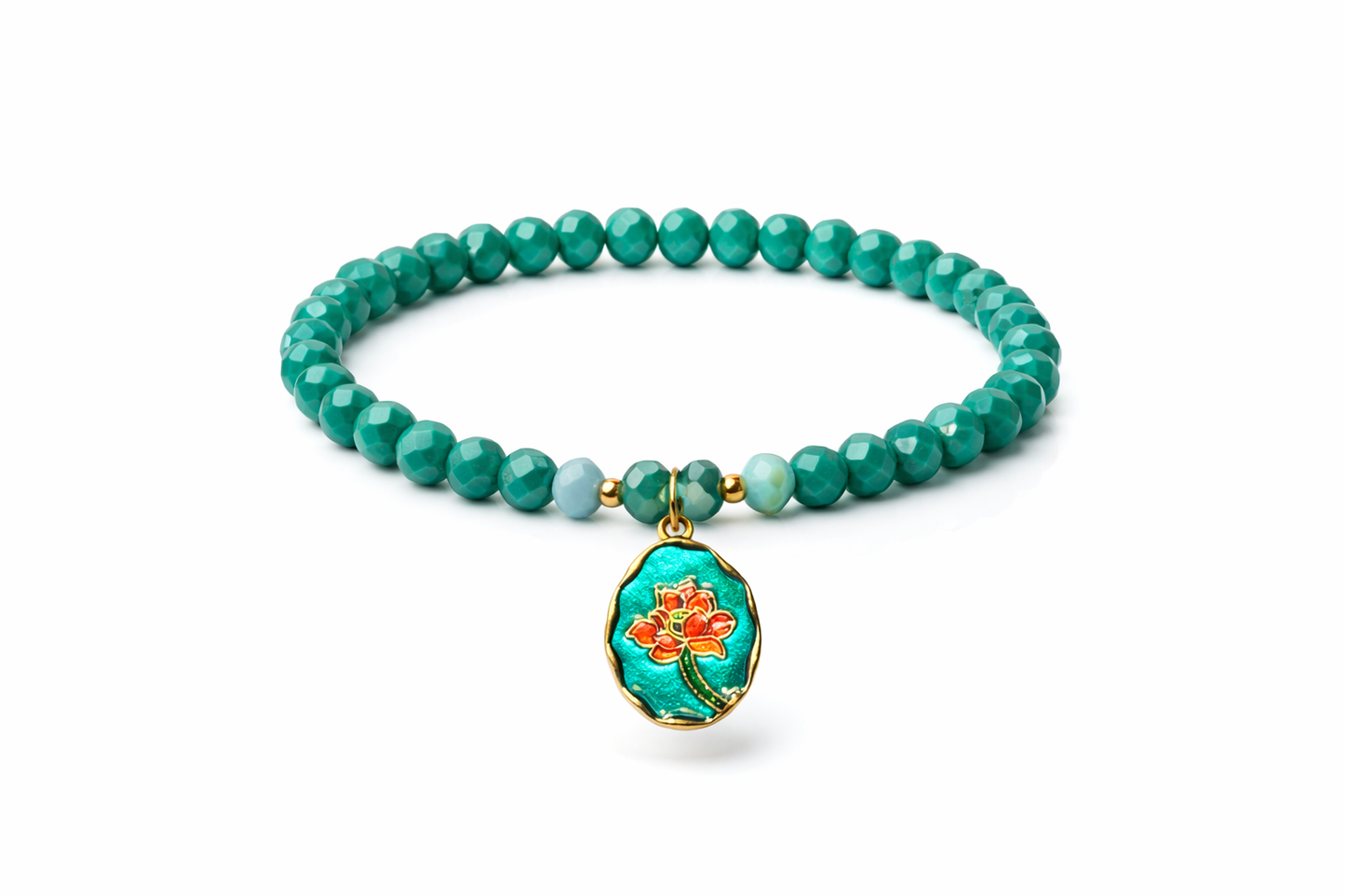 Armband grün mit Blumenanhänger