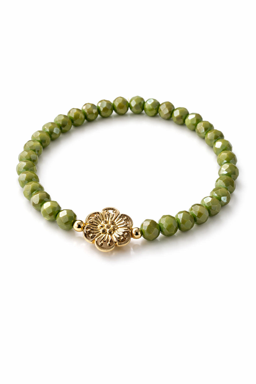 Armband grün mit Blume