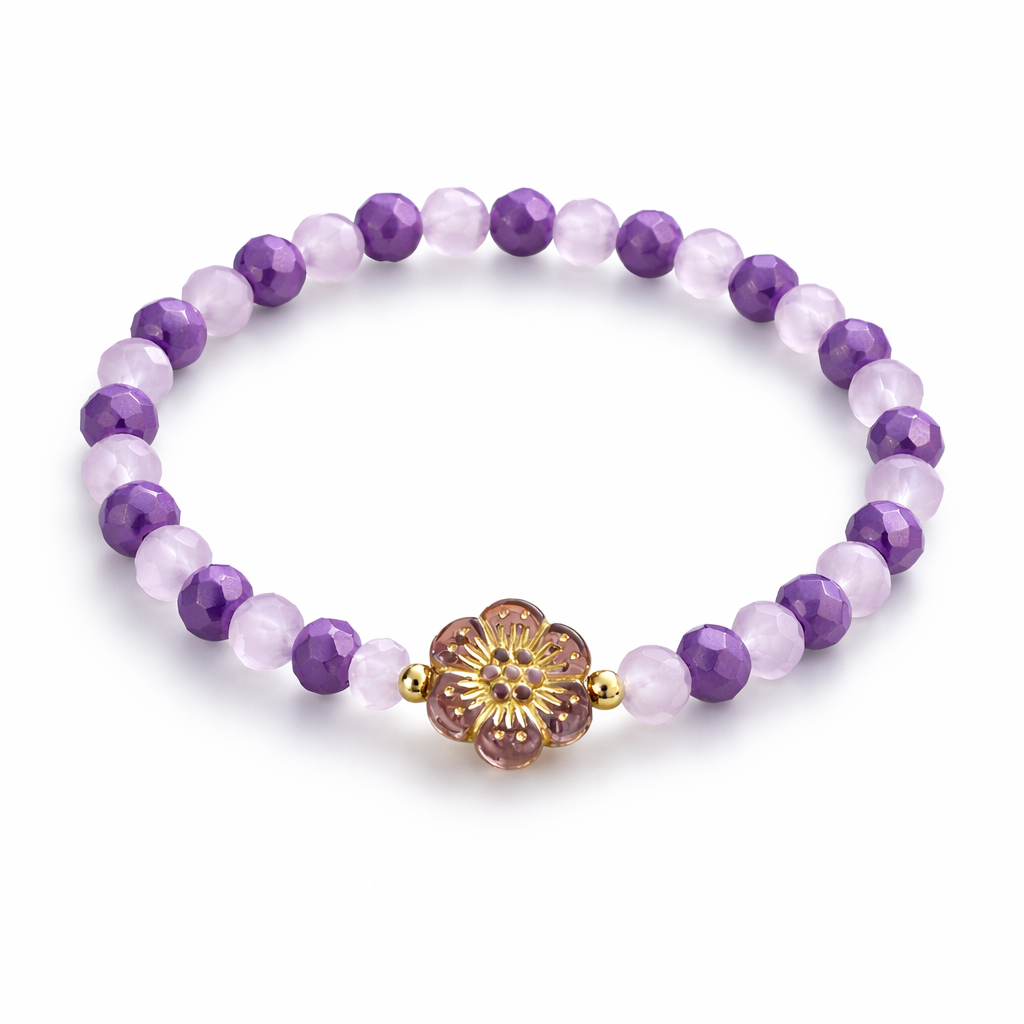 Armband lila mit Blume