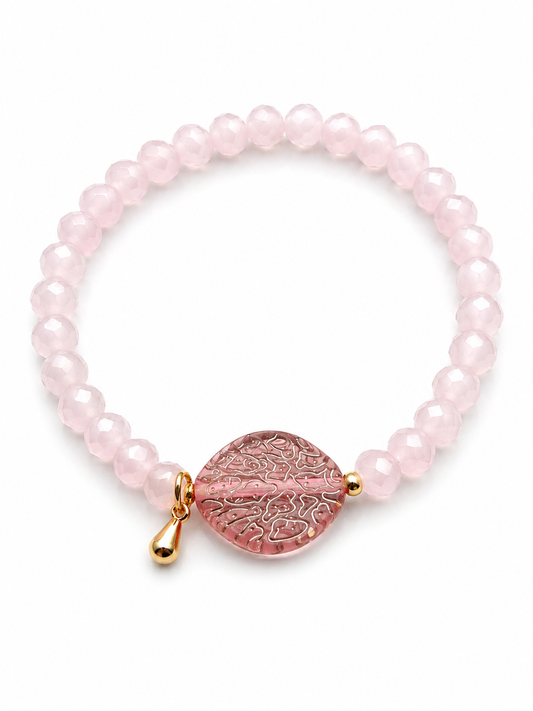 Armband rosa mit goldenen Details