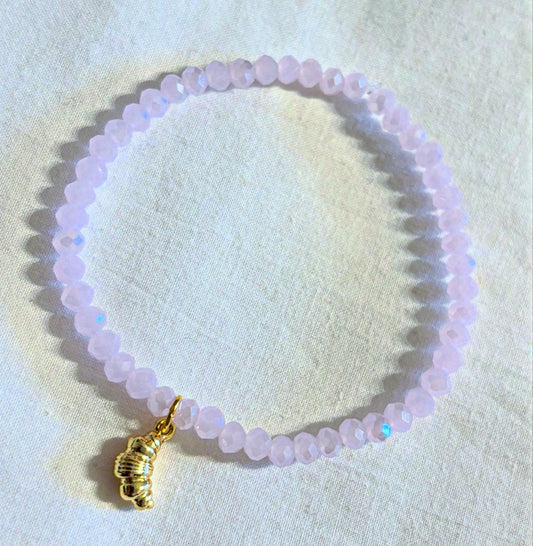 Armband rosa mit Croissant Anhänger