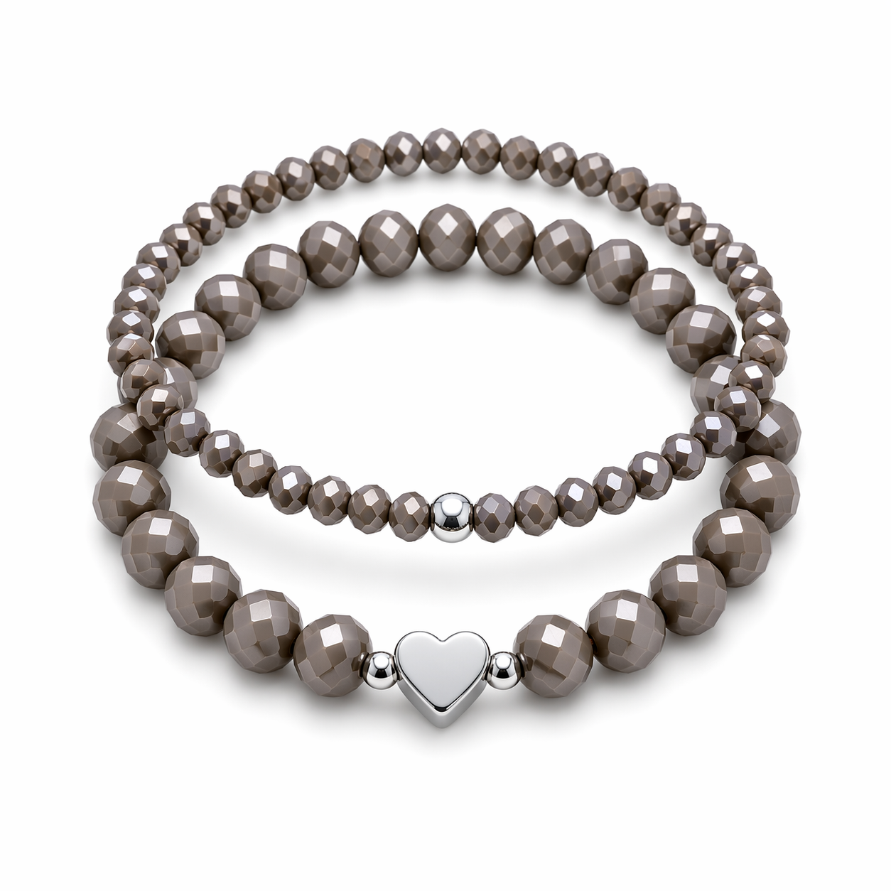 Armband Set braun Herz