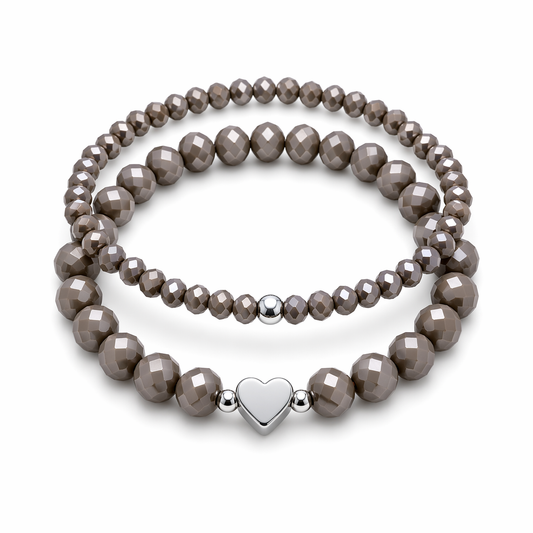 Armband Set braun Herz