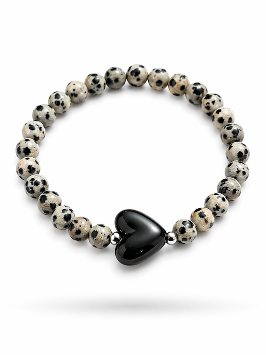 Armband schwarz weiß Herz