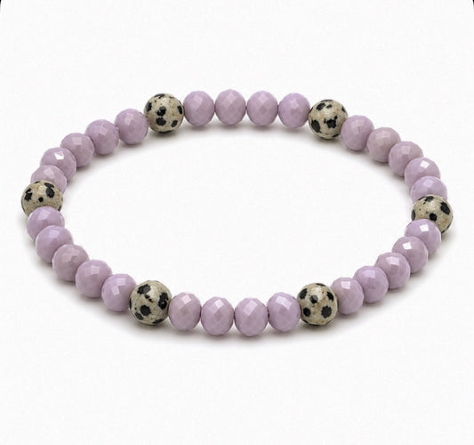 Armband lila und Dalmatiner-Jaspis