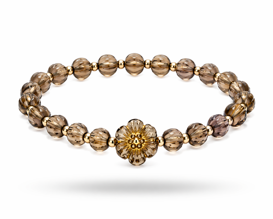 Armband braun Blume mit goldenen Details