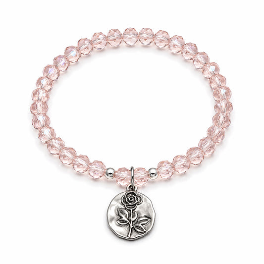Armband rosa mit Rosenanhänger