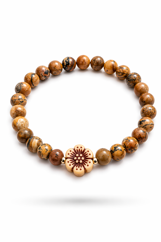 Armband braun mit Blume