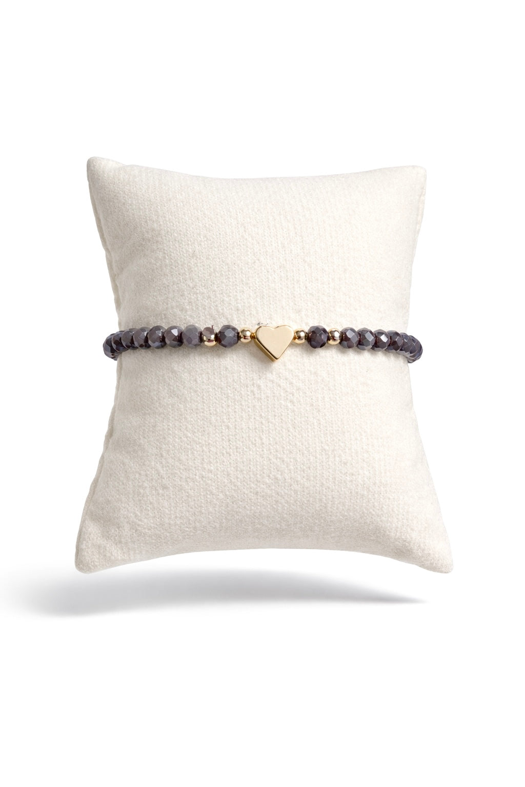 Dark purple bracelet with heart and gold details