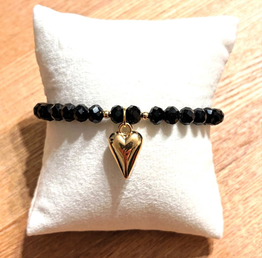 Armband schwarz mit Herzanhänger