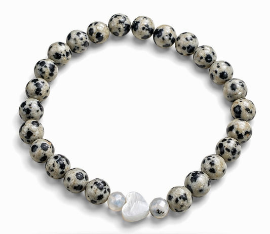 Armband schwarz weiß Herz