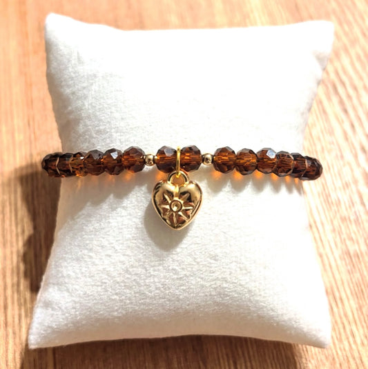 Armband braun mit Herzanhänger