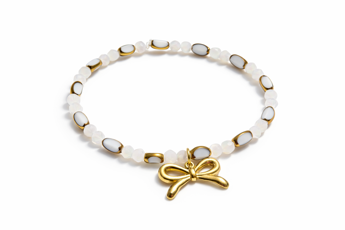 Armband Goldene Schleife & Perlenzauber