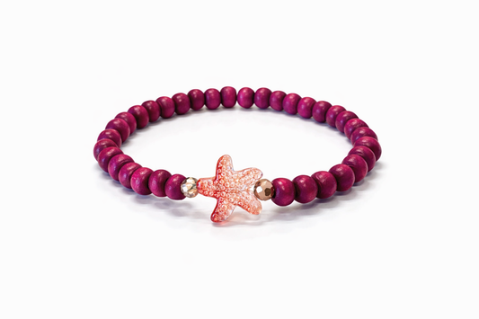 Berry-colored bracelet with starfish charm