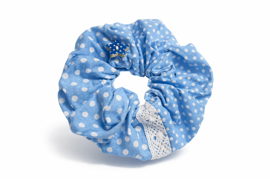 Scrunchie Handgefertigt aus 100 % Baumwolle Baby Blau