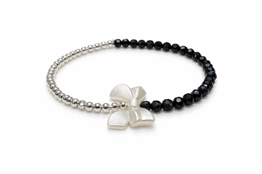 Armband schwarz, silber mit Schleife