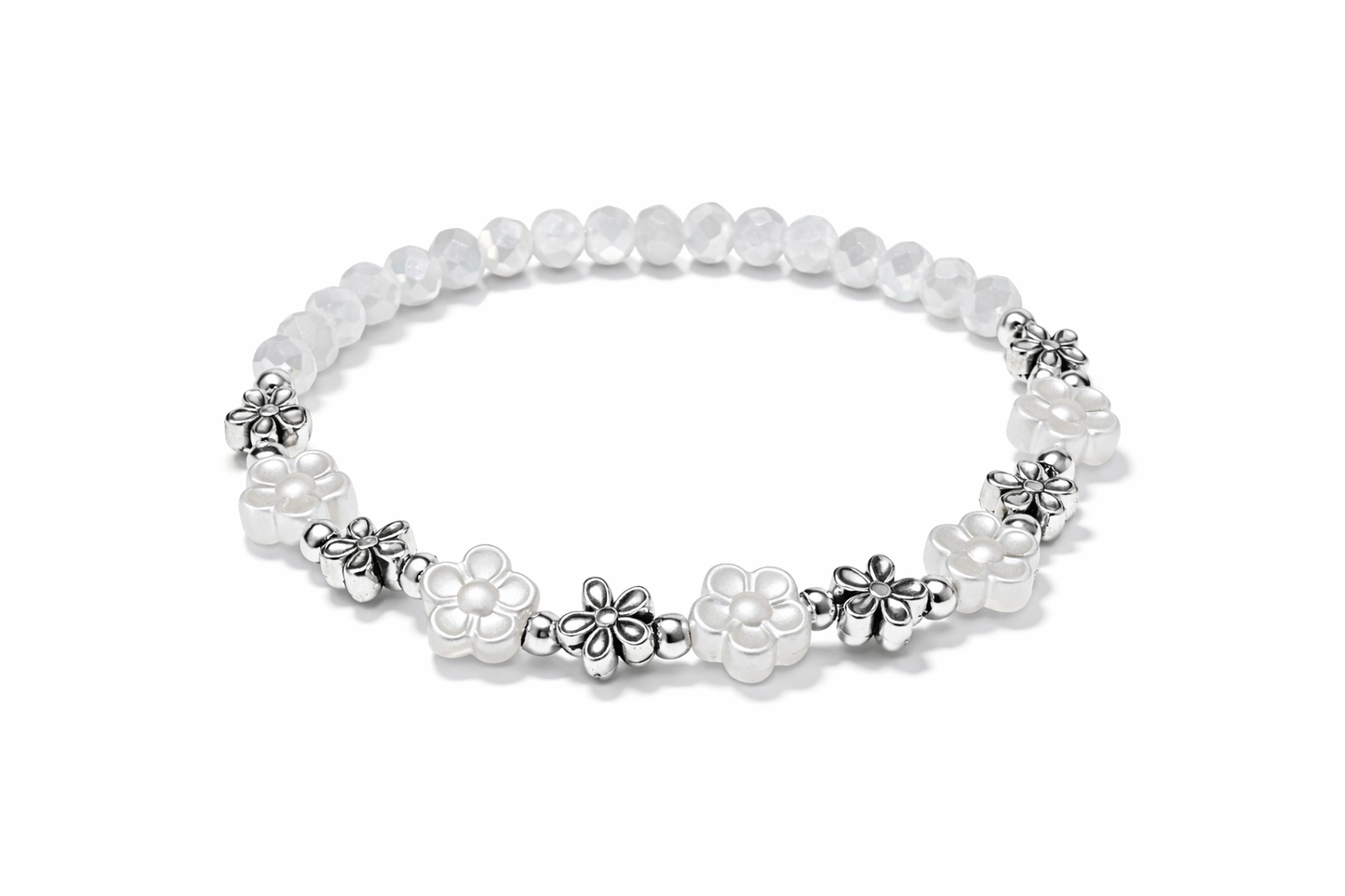 Armband mit Blumen und silbernen Details