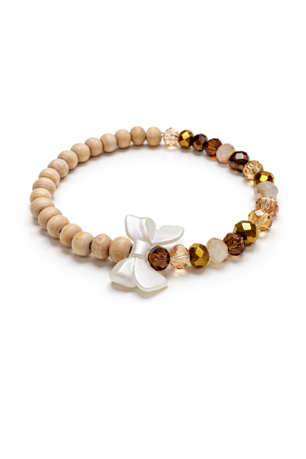 Armband mit Schleife und Holzperlen