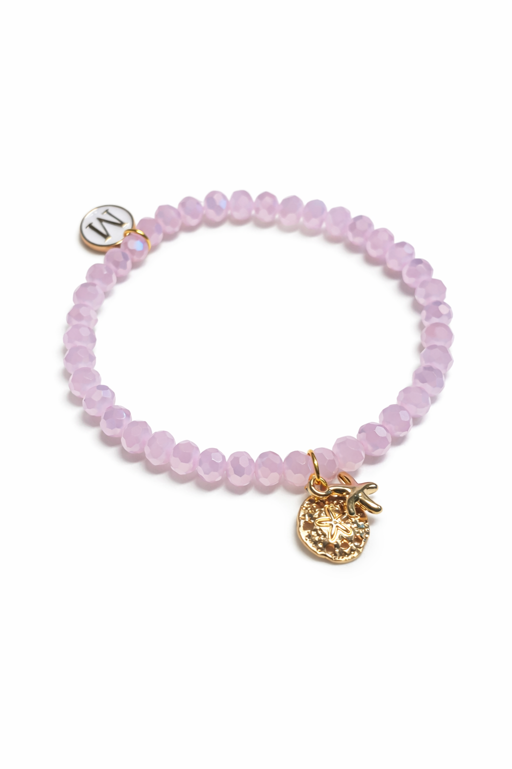 Armband rosa mit Seestern und goldenen Details
