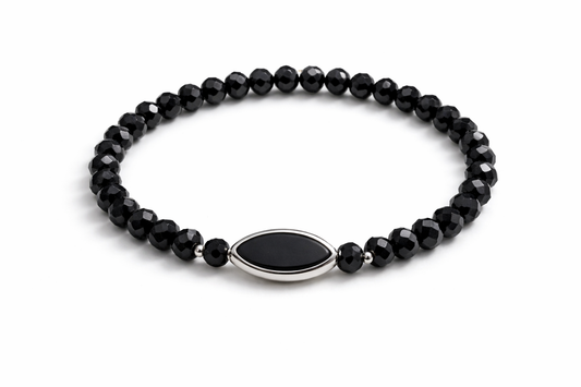 Armband schwarz edel mit silbernen Details