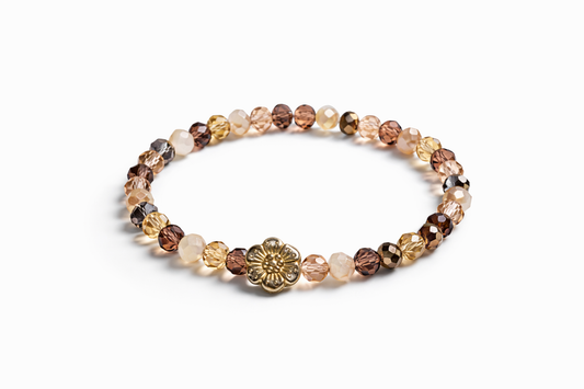 Bracelet made of colorful beads with flower