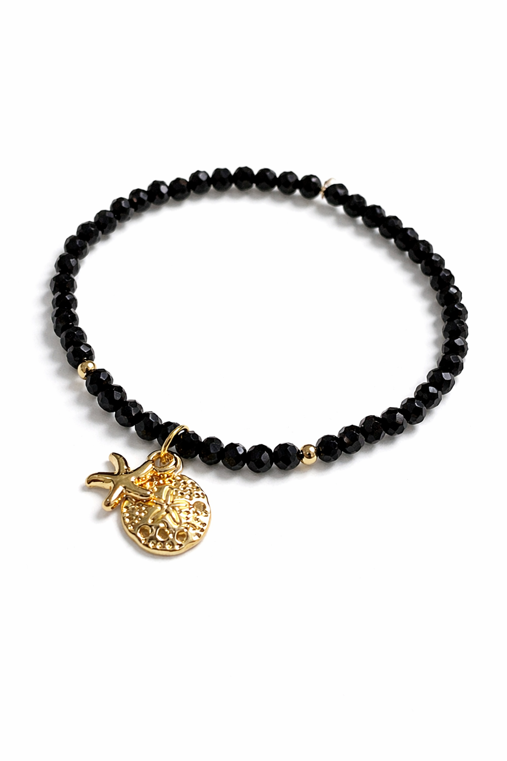 Armband schwarz mit Seestern- und Sanddollar-Anhänger