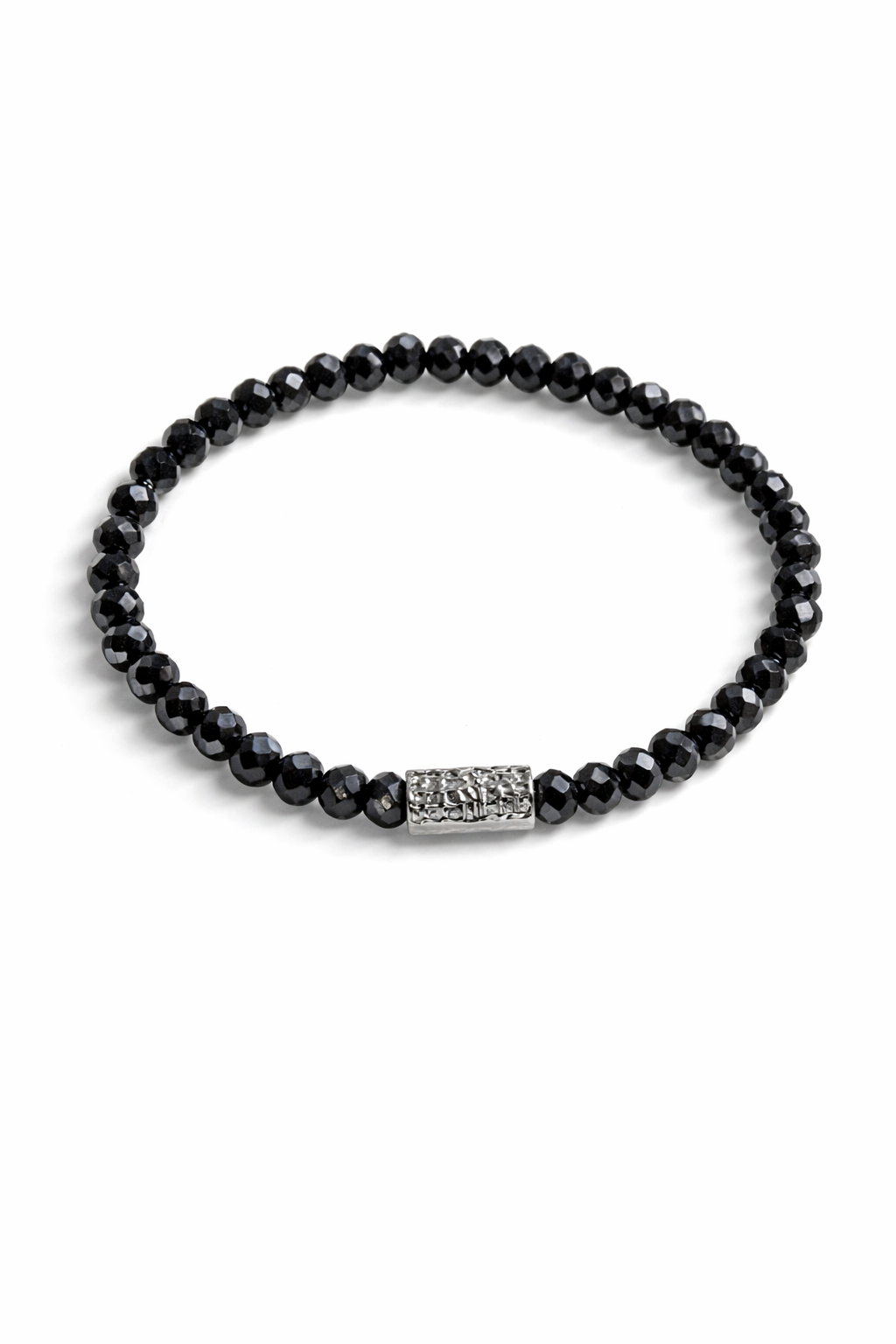 Bracelet made of faceted beads with silver-colored highlight