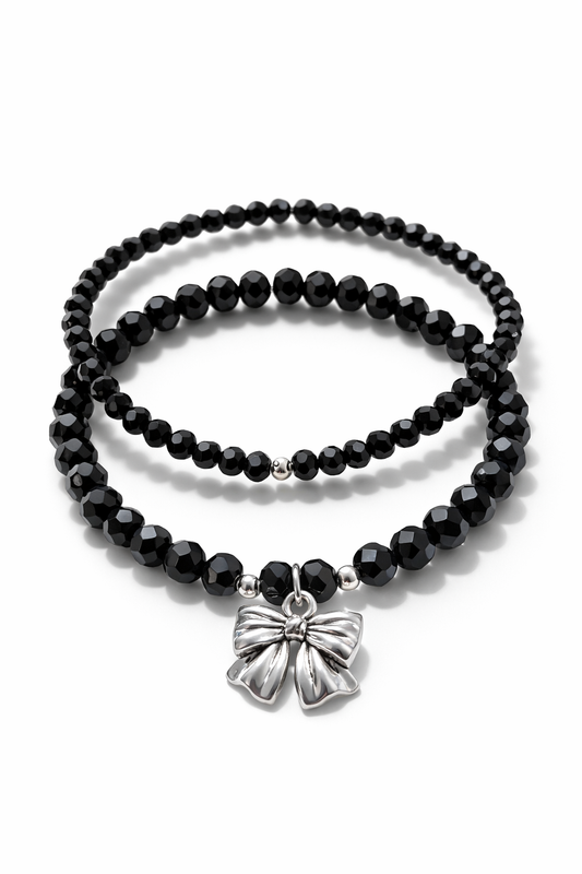 Armband Set schwarz mit Schleife