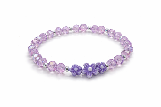 Bracelet in purple tones and flowers