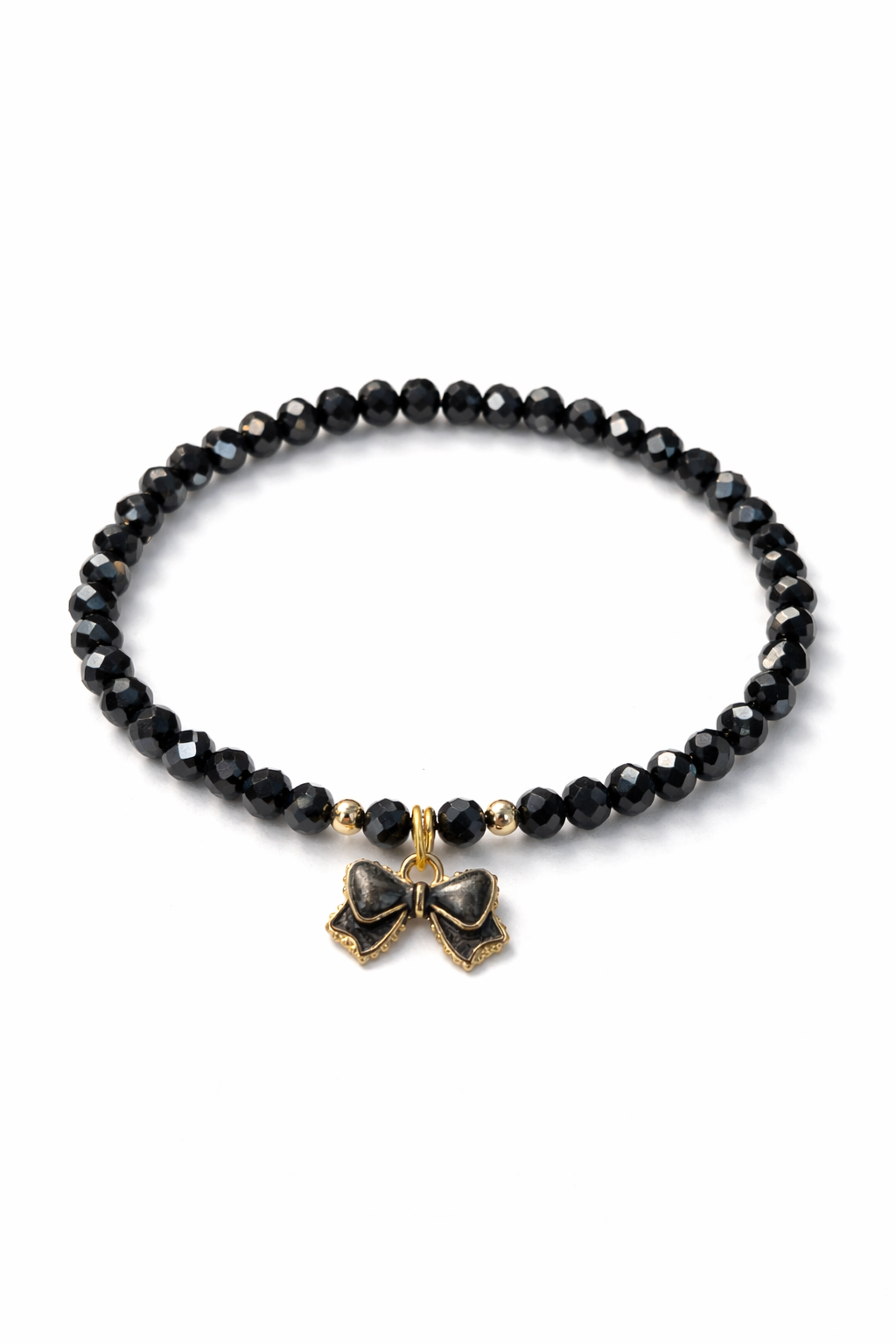 Armband schwarz mit Schleife und goldene Details