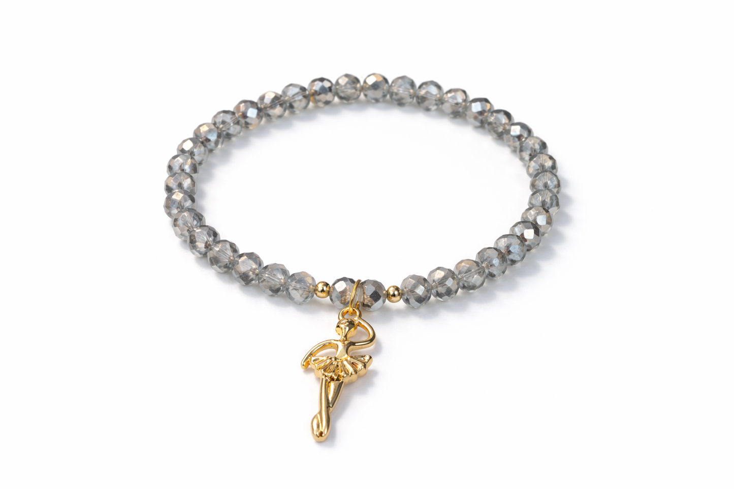 Silver bracelet with ballerina pendant and gold details