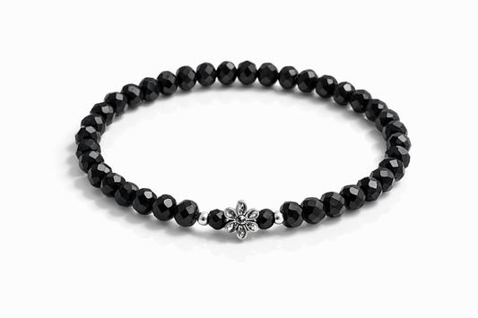 Armband schwarz mit Blümchen