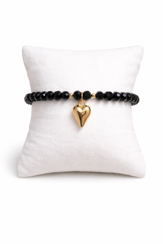 Armband schwarz mit Herzanhänger