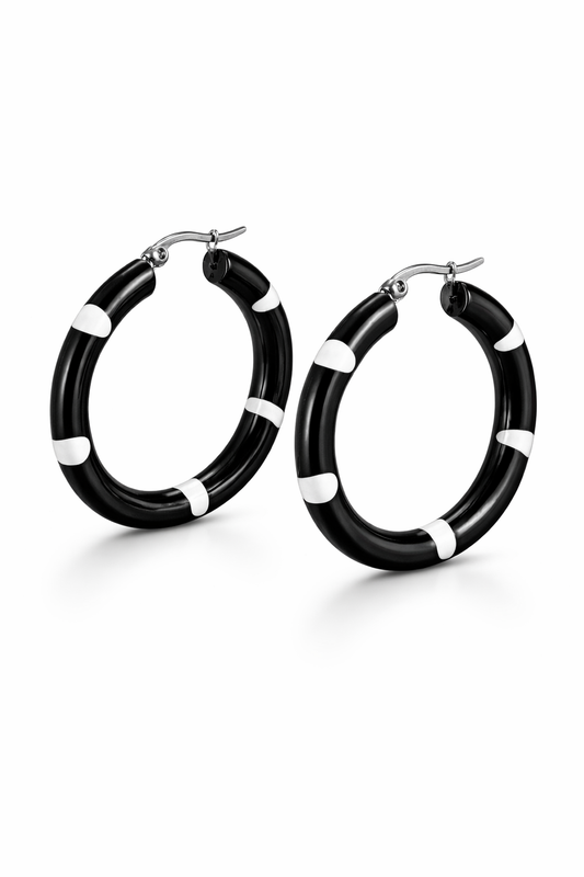 Ohrringe Creolen schwarz-weiß