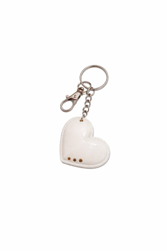 White heart-shaped keychain