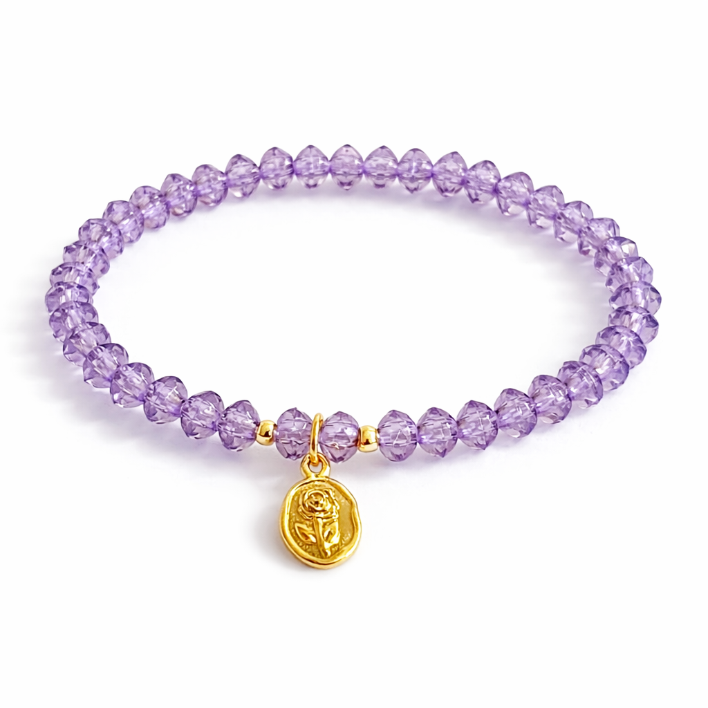 Armband lila Rosenanhänger