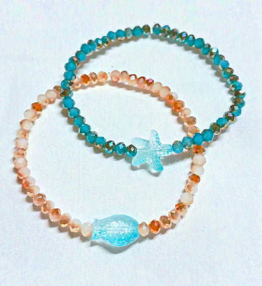 Armband Set Sommer mit Seestern und Fisch
