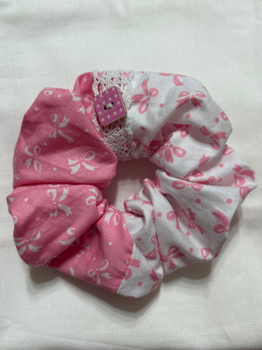 Scrunchie Handgefertigt aus 100 % Baumwolle pink/rosa mit Schleifen