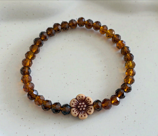 Armband braun mit Blume