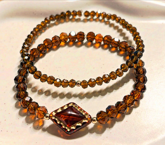 Armband Set braun mit goldenen Details