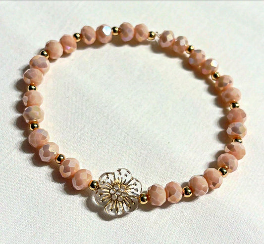 Armband Aprikot mit Gold und Blume