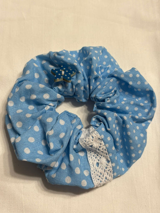 Scrunchie Handgefertigt aus 100 % Baumwolle Baby Blau